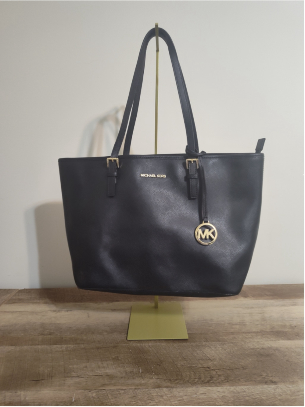 Women's Michael Kors Black Gold Tote Bag One Size